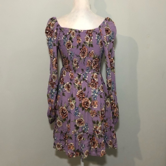 NWOT Xhilaration Lilac Purple Floral Smocked Dress - Picture 6 of 15